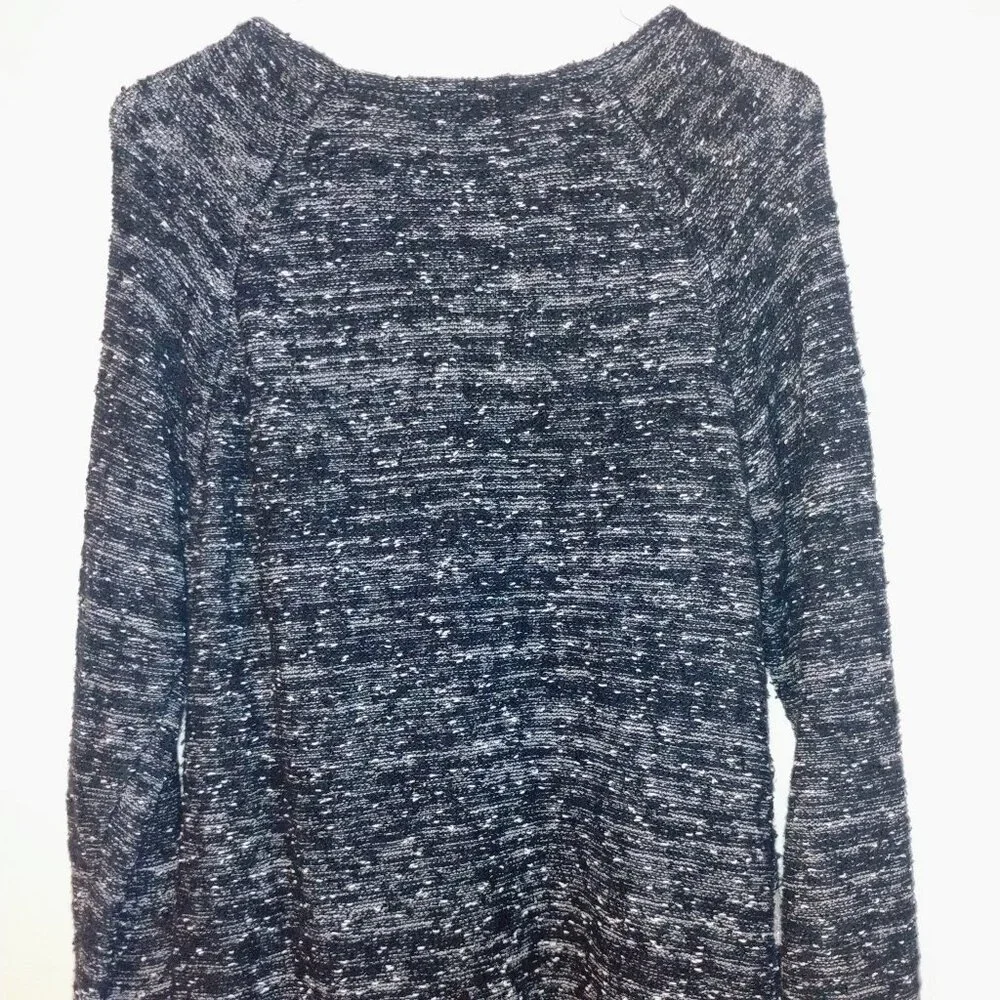 Style & Co Colorblock Long Sleeve Shirt | Black & Ivory Striped | Size L